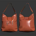 Stylish Orange Leather Handbags with Shoulder Straps and Zipper Pockets