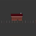 Red Roof House With White Fence Green Lawn And Red Pillars