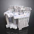 Modern Intricate Geometric Building Structure With Stacked Modular White Blocks Design