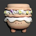 Cute Macaron Shaped Decorative Toy With Pink White Layers And Yellow Accents
