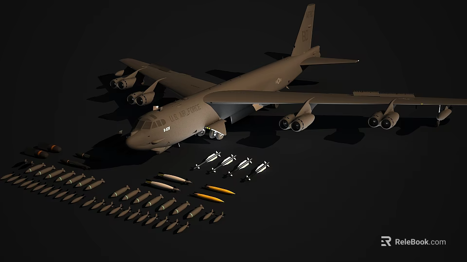 Modern Military Fighter Jet Display With Surrounding Missiles And Bombs Equipment 3d model 