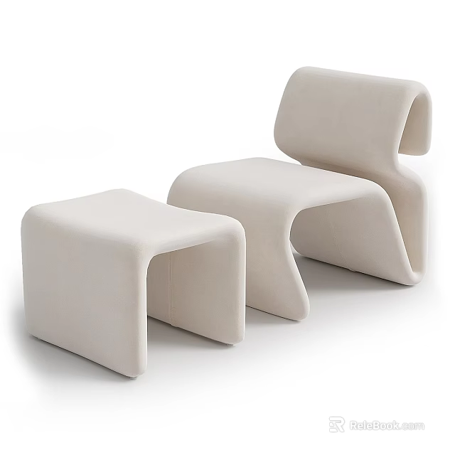 Stylish Casual Sofa Combination Featuring White Modular Seats And Modern Curved Design 3d model 