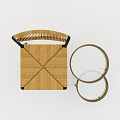 Modern Rattan Dining Chair With Metal Legs And Glass Top Side Tables