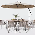 Outdoor Patio Table and Chair Set With Woven Chairs Wooden Table and Umbrella