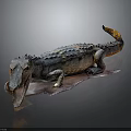 Realistic Crocodile Sculpture Featuring Open Mouth Textured Skin and Raised Tail