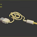 Electronic USB Sensor Cable With White Cord And Yellow Probe Head For Devices 3d model