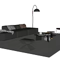Modern Italian Sofa Coffee Table Combination Leather Sofa Living Room Sofa Multiplayer Sofa Single Person Sofa Side Table Acrylic Floor Lamp 3d model