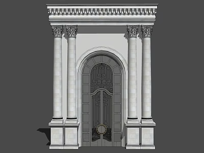 Classical Stone Architectural Component With Ornate Columns Archway And Carved Details 3d model