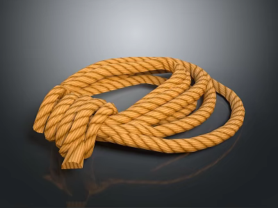Yellow Coiled Knotted Durable Rope For Household Daily Use And Storage 3d model