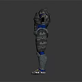 Futuristic Robot Armor Design With Metallic Silver Blue And Yellow Accents