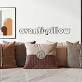 Elegant Avanti Velvet Pillows Brown Gray Beige With Logo And Stitching For Home Decor