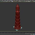 Detailed Classic Stone Tower Featuring Tiered Cylindrical Structure And Conical Top
