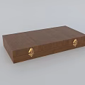 Brown Wooden Box With Rectangular Design And Smooth Surface And Gold Metal Clasps 3d model