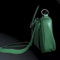 Stylish Green Leather Shoulder Bag With Black Chain Strap And Stud Details For Everyday Use