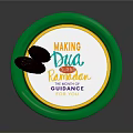 Making Ramadan Dua Guidance Label On Green Plate With Dark Chocolates