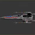 Sci Fi Starfighter Weapon With Red And Blue Stripes Multiple Engines 3d model