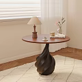 Elegant Retro Round Wooden Side Table With Unique Spiral Base For Cozy Sunlit Home Decor