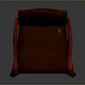 Elegant Red Leather Leisure Chair With Carved Legs And Armrests