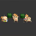 Hamsters Playing on Platform with Pink Mats Green Blocks and Yellow Duck Toy