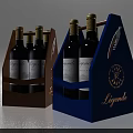 Elegant Legende Wine Bottles Arranged In Wooden And Blue Wine Storage Racks