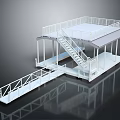 White Outdoor Terrace Furniture With Two Level Structure Staircase And Railing