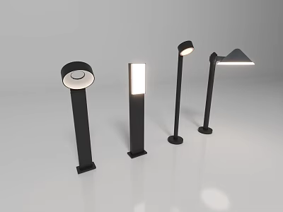 Modern Outdoor Lights With Four Different Black Styles And Sleek Design 3d model