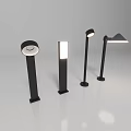 Modern Outdoor Lights With Four Different Black Styles And Sleek Design 3d model