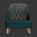 Luxury Teal Accent Chair With Diamond Gold Stitching And Copper Legs