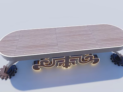 Elegant Outdoor Chair Design With Wooden Surface And Decorative Metal Scrollwork Frame 3d model