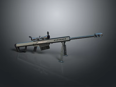 Tactical Sniper Rifle With Telescopic Scope Long Barrel Bipod Stand And Metallic Design 3d model