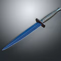Tactical Dagger With Blue Sharp Blade And Silver Spiral Handle Design 3d model
