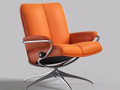 Modern Orange Leather Office Chair With Sleek Metal Base Contemporary Design For Workspace 3d model