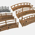 Various Wooden Garden Bridges With Different Railing Styles And Shapes