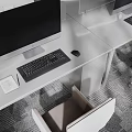 Spacious Modern Public Office Workspace With Desks Computers White Chairs And Linear Ceiling Lights 3d model