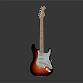 Vibrant Sunburst Electric Guitar With Wooden Neck And White Pickguard On Black Reflective Surface