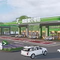 Modern New Energy Charging Station Parking Lot With Electric Vehicles And Green Landscaping