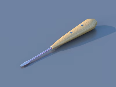 Wooden Handle Carving Tool With Sharp Metal Blade And Ergonomic Grip Design 3d model