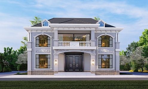 European-style single-family villa Two-story single-family villa Architectural appearance 3d model