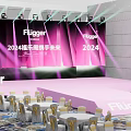 Elegant 2024 Flugger Brand Event Venue With Large LED Screen And Romantic Purple Stage Lighting