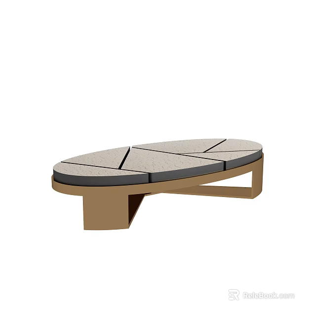 Modern Coffee Table With Geometric Gray Tabletop And Sleek Brown Metal Frame 3d model