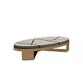Modern Coffee Table With Geometric Gray Tabletop And Sleek Brown Metal Frame 3d model