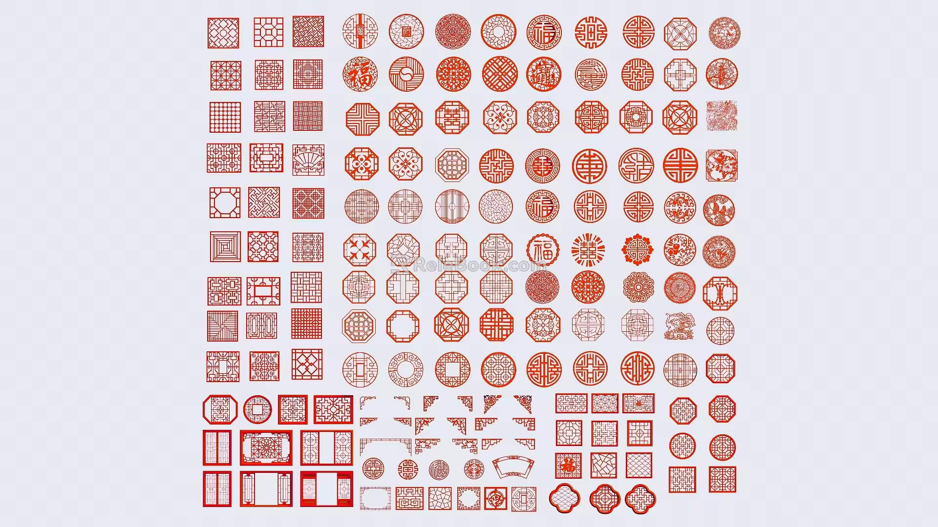 Chinese-style openwork window openwork 3d model