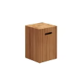 Wooden Cube Coffee Table With Natural Wood Grain And Side Open Handle Design