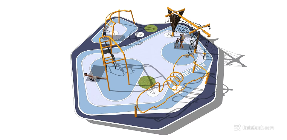 Colorful Children's Playground Featuring Climbing Frames Slides And Green Play Zones 3d model 