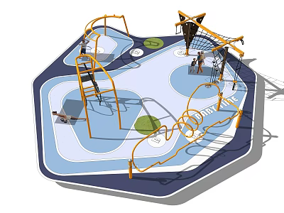 Colorful Children's Playground Featuring Climbing Frames Slides And Green Play Zones 3d model