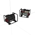Portable Generators With Black Metal Frames And Red Engine Components