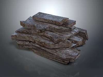 Natural Stacked Wood Stone Pieces Featuring Rustic Texture for Home Decor and Construction 3d model