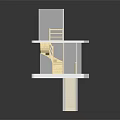 Modern Staircase Design With Multiple Platforms And Wooden Steps In Transparent White Structure 3d model