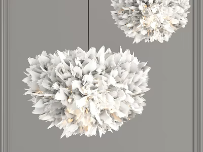 Modern White Fluffy Floral Inspired Chandelier for Stylish Contemporary Interior Decor 3d model
