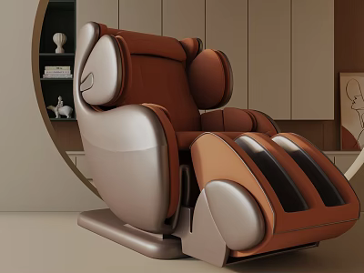 Modern Brown And Silver Leather Leisure Chair With Comfortable Backrest Armrests And Leg Support 3d model